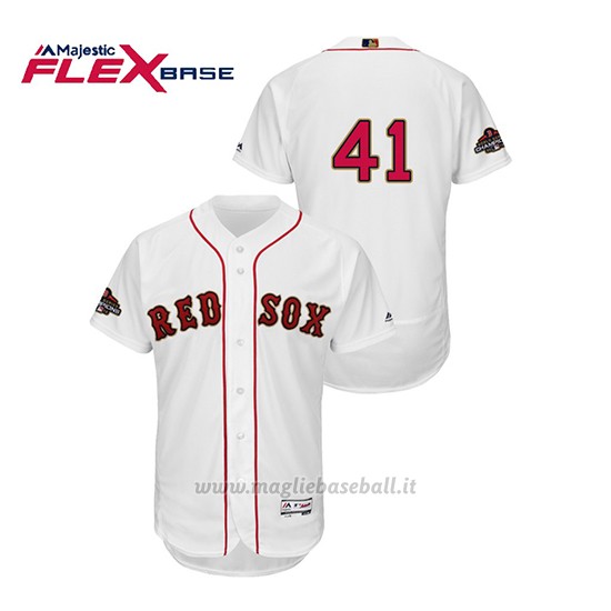 Maglia Baseball Uomo Boston Red Sox Chris Sale 2019 Gold Program Flex Base Bianco